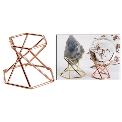 Hexagon Metal Display Stand Holder fits for Geode Fossils Minerals Relics Rocks Gemstone, Home Office Decor