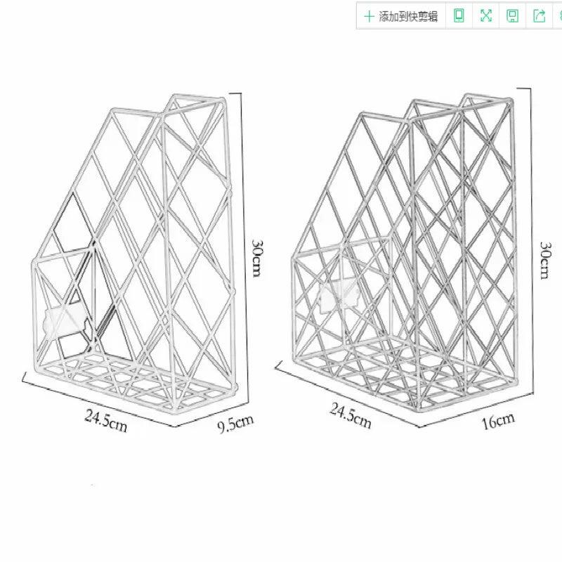 Nordic Creative Iron Desktop Storage Rack Bookshelf File Magazine Storage Rack Office Home Simple Geometric Rack Folder Rack