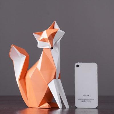 Nordic Modern Abstract Geometric Orange Fox Figurine Statue