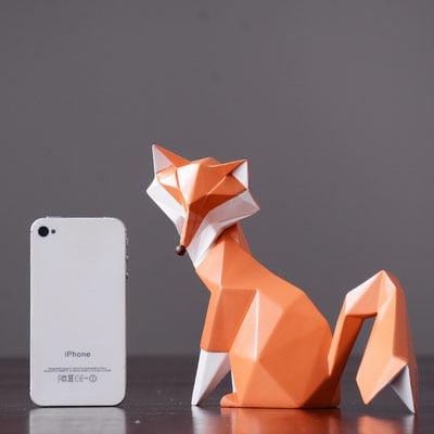 Nordic Modern Abstract Geometric Orange Fox Figurine Statue