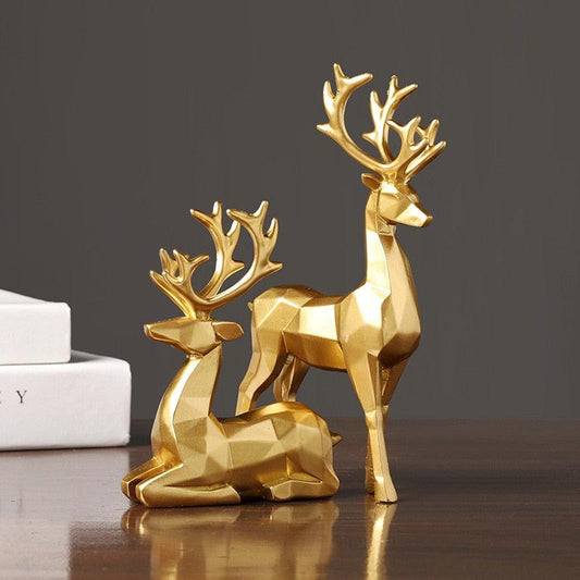 Geometric Christmas Reindeer Figurine