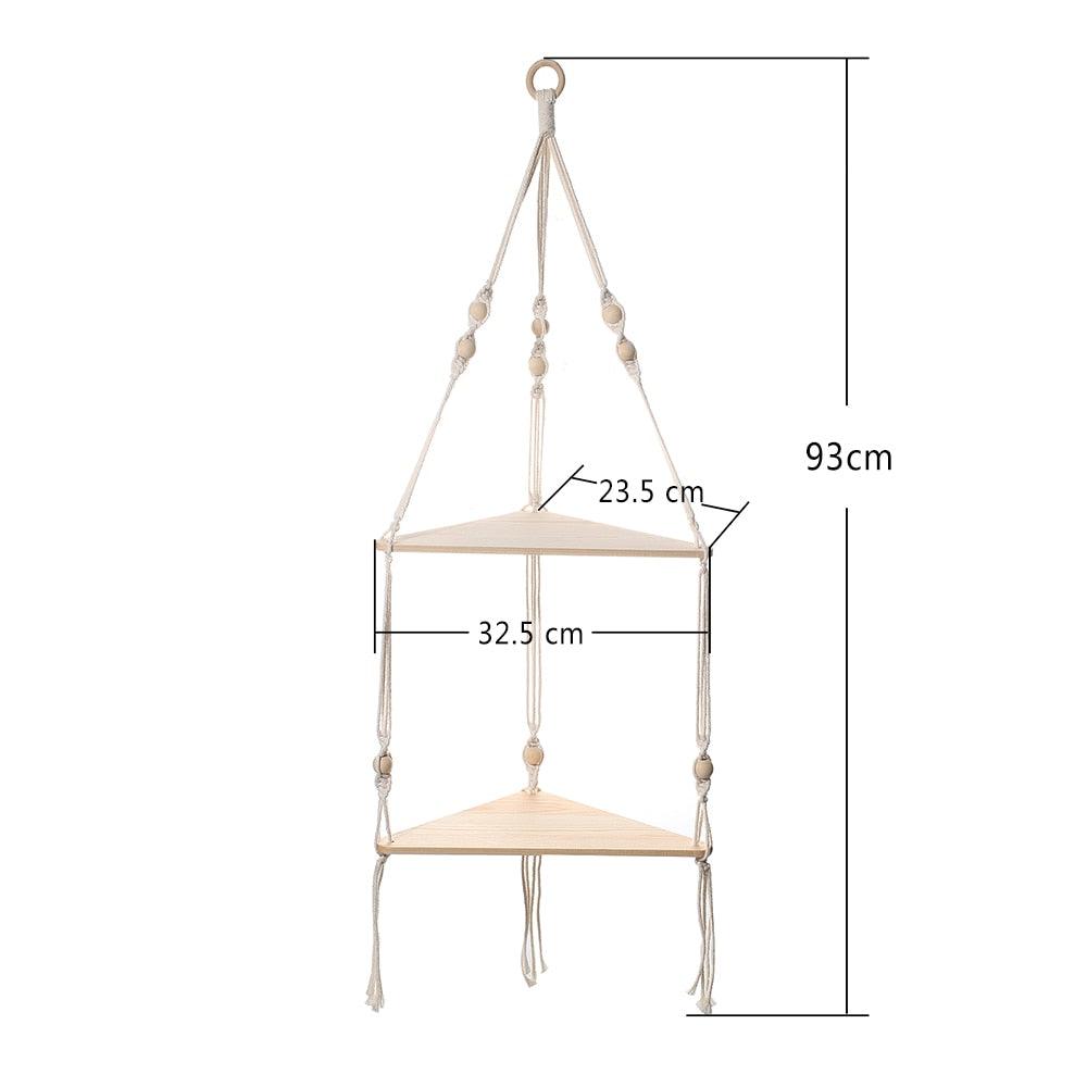 Boho Wall Stands Hanging Display 3 Shelves