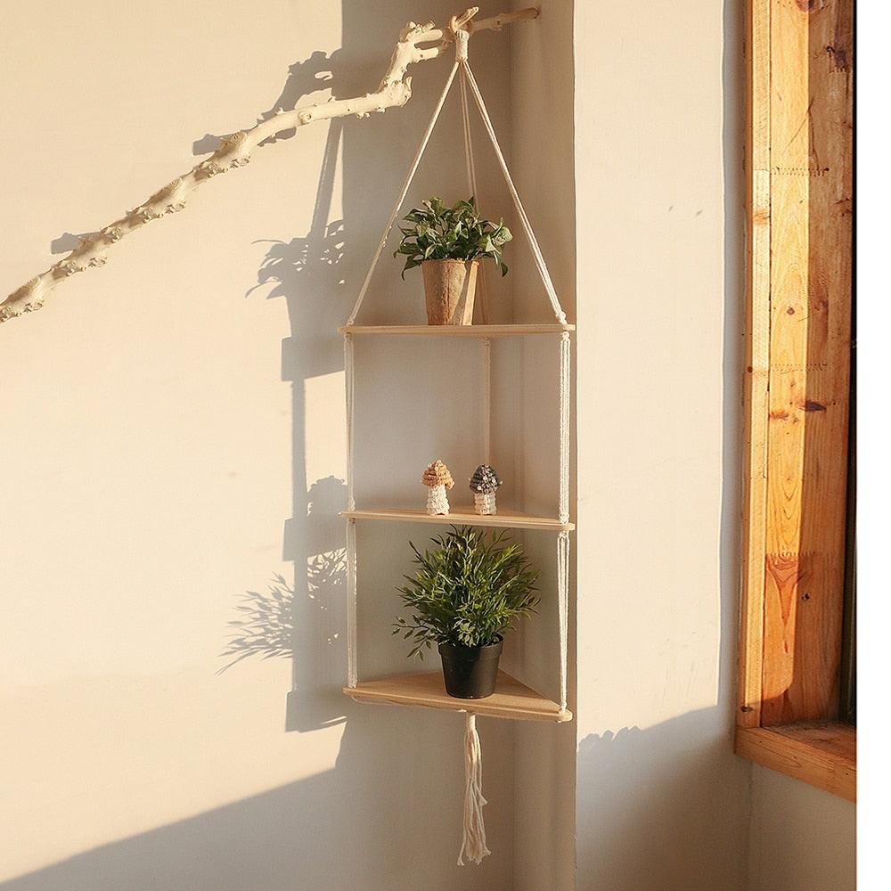 Boho Wall Stands Hanging Display 3 Shelves