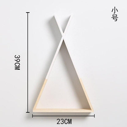 Wooden Teepee Shelving Wall Shelf