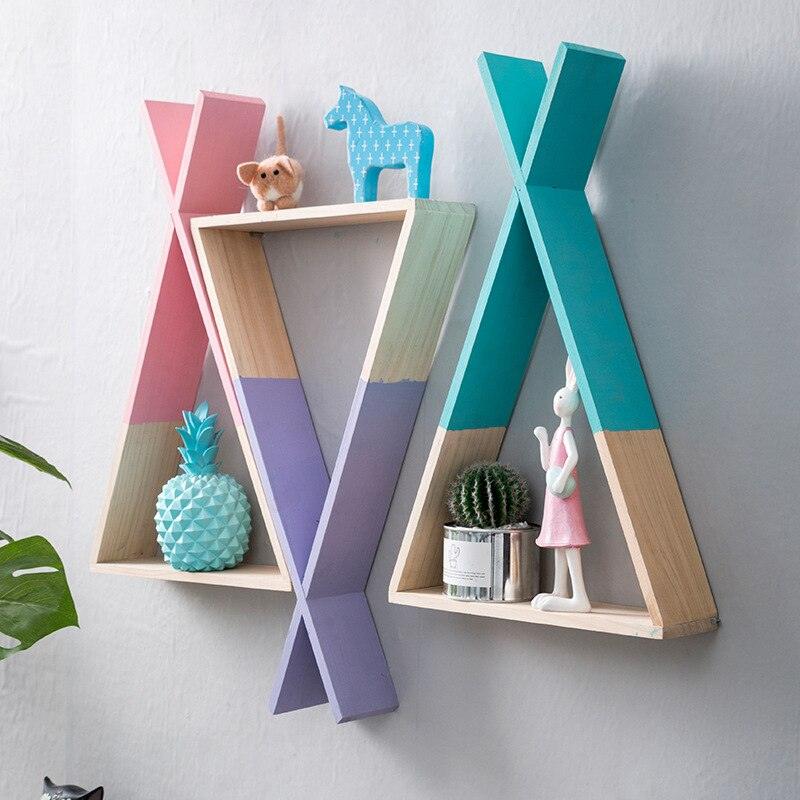 Wooden Teepee Shelving Wall Shelf