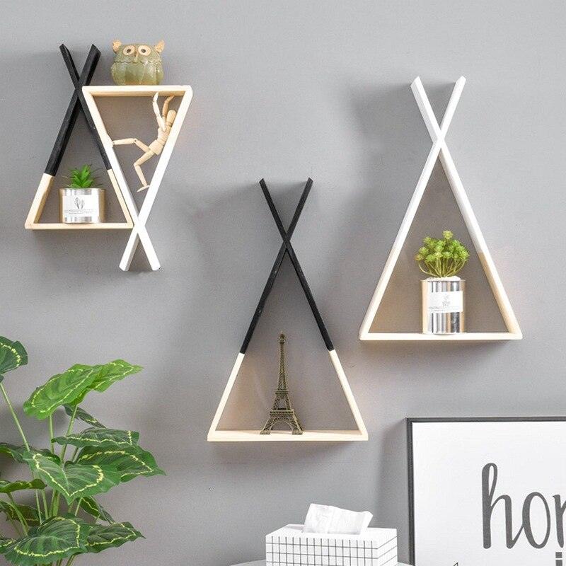 Wooden Teepee Shelving Wall Shelf